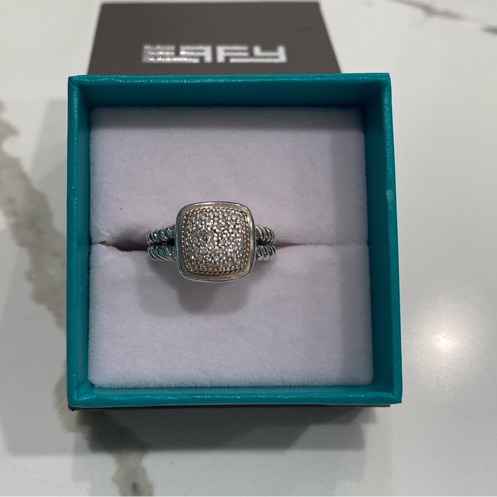 Sterling silver EFFY Ring 18k Gold with pave diamonds. Size 5